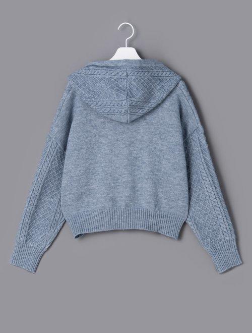 21SS 天蓝色电缆设置连帽针织衫JPY带授权招加盟代理 商品图1