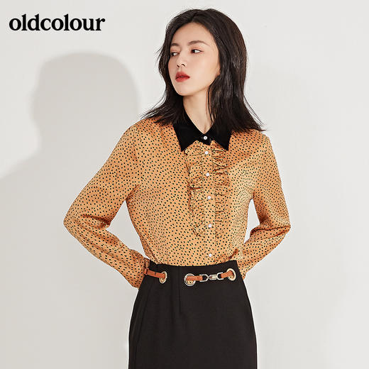 oldcolour春季时尚波点气质通勤长袖衬衫女GN11013605 商品图0