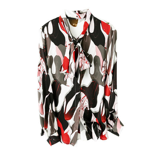 上海旗袍厂上海旗袍厂ASE-9091领口系带职场知性真丝衬衫 商品图5