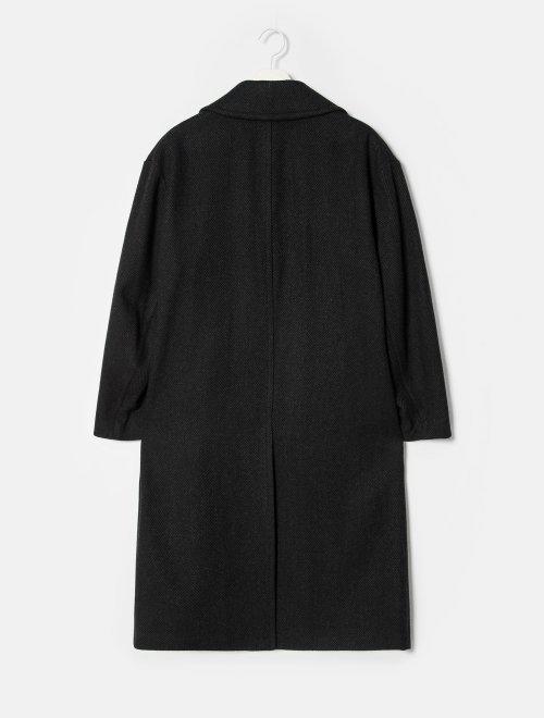 20FW 黑色羊毛混纺人字形隐形纽扣单外套JPY带授权招加盟代理 商品图3