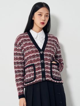 20FW 红色花呢豪华纽扣开衫JPY带授权招加盟代理