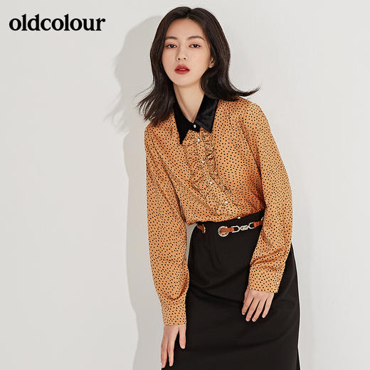 oldcolour春季时尚波点气质通勤长袖衬衫女GN11013605 商品图1