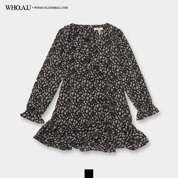 女士花朵V领连衣裙/ WHON92332FJPY带授权招加盟代理