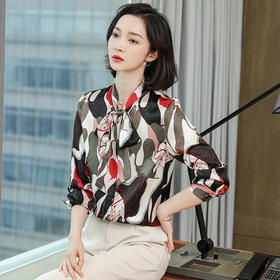 上海旗袍厂ASE-9091领口系带职场知性真丝衬衫