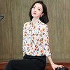上海旗袍厂ASE-9089系带印花真丝衬衫 商品缩略图1