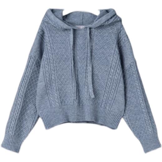 21SS 天蓝色电缆设置连帽针织衫JPY带授权招加盟代理 商品图2