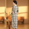 上海旗袍厂AYK-QF-201008-7蕾丝格子时尚改良旗袍连衣裙2021早春国潮女装修身五分袖长款旗袍 商品缩略图3