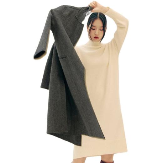 象牙色实心半领针织长款一件JPY带授权招加盟代理 商品图4