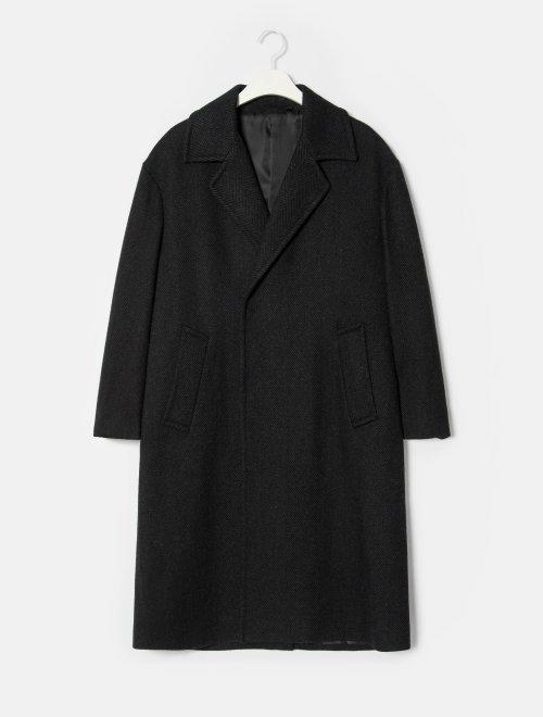 20FW 黑色羊毛混纺人字形隐形纽扣单外套JPY带授权招加盟代理 商品图2