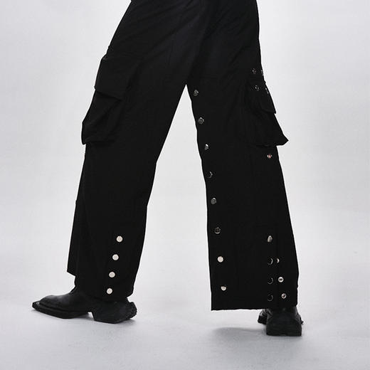 HUMANWORLD 21SS 阔腿大袋单排纽扣黑色裤子 商品图2