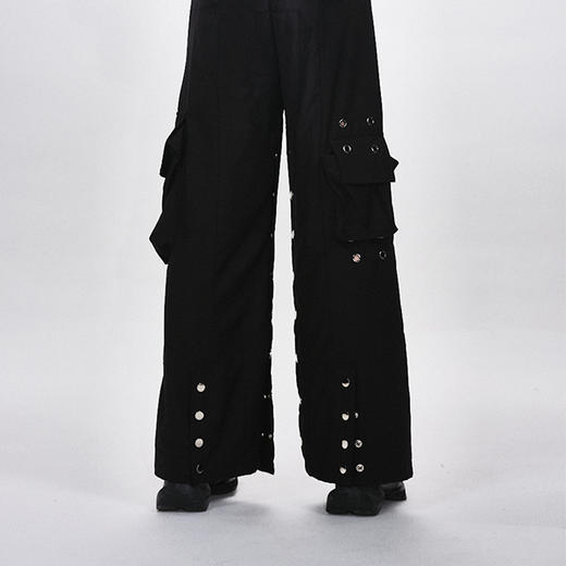HUMANWORLD 21SS 阔腿大袋单排纽扣黑色裤子 商品图3