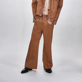 HUMANWORLD 21SS 宽阔蛇纹裤脚开衩西裤