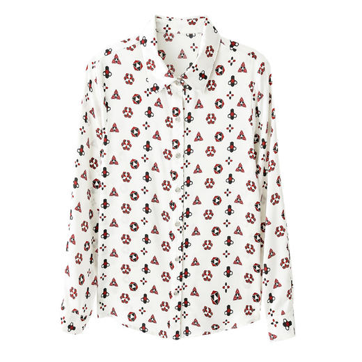 上海旗袍厂ASE-9086立领印花气质真丝衬衫 商品图5