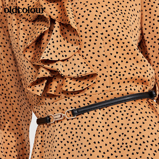 oldcolour春季新品时尚波点设计感收腰显瘦长袖连衣裙GN11103606 商品图4