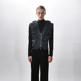 HUMANWORLD 21SS 不规则蛇纹拉链抽绳马甲