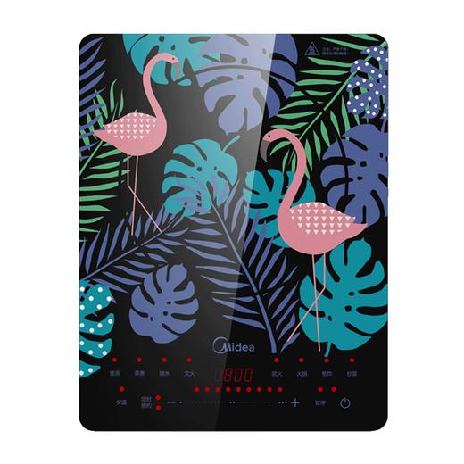 美的（Midea）电磁炉 匀火超薄机身 3D浮雕丝印 时尚彩印面板-火烈鸟 4D防水 C21-WT2109（汤锅+精铁炒锅） 商品图0