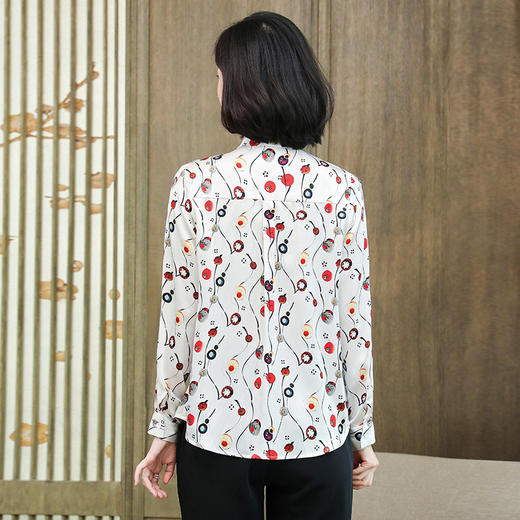 上海旗袍厂ASE-9089系带印花真丝衬衫 商品图3