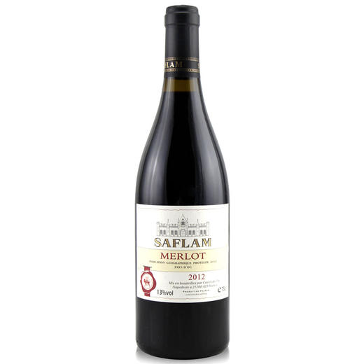 西夫拉姆 IGP梅乐 干红葡萄酒 750ml*6瓶 整箱装 法国进口红酒 商品图1