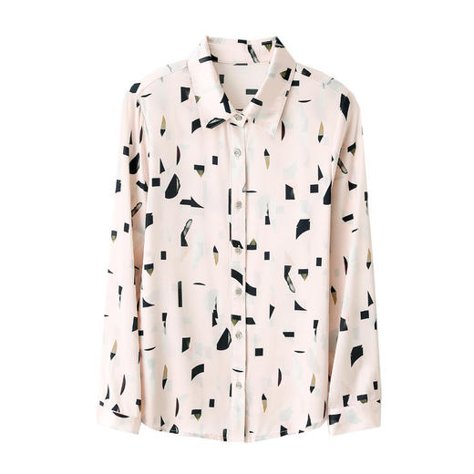 上海旗袍厂ASE-9076印花方领单排扣真丝衬衫 商品图4