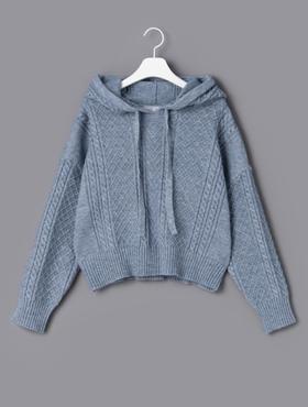 21SS 天蓝色电缆设置连帽针织衫JPY带授权招加盟代理