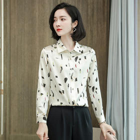 上海旗袍厂ASE-9076印花方领单排扣真丝衬衫