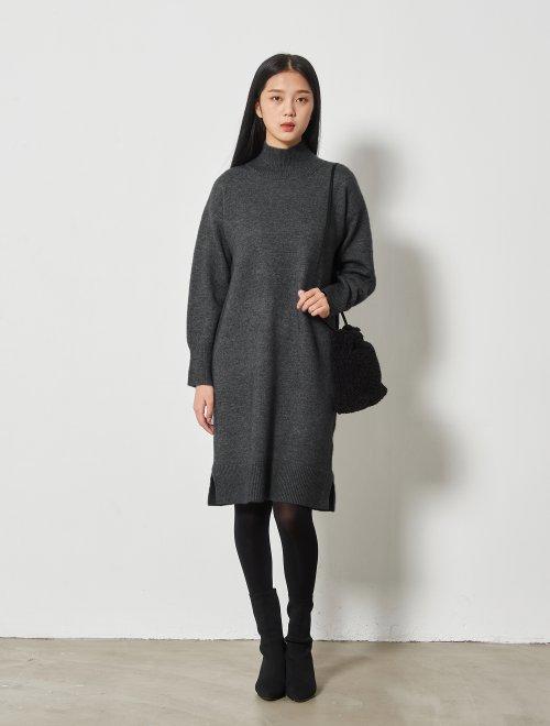 灰纯色半领针织长款一件JPY带授权招加盟代理 商品图1