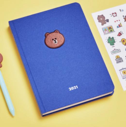 韩国 可爱Line Friends Brown和Friends 2021 日程表笔记本JPY带授权招加盟代理 商品图0