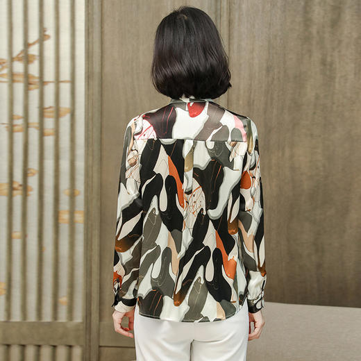 上海旗袍厂上海旗袍厂ASE-9091领口系带职场知性真丝衬衫 商品图4