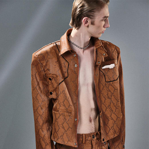 HUMANWORLD 21SS 短装蛇纹有领拉链外套 商品图4