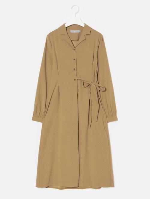 20FW 米色不平衡肩带长连衣裙JPY带授权招加盟代理 商品图0