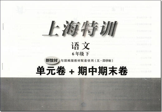 部编版上海特训 语文 6年级下册/六年级第二学期 含参考答案 上海教材同步配套课后练习期中期末单元测试卷 上海初中语文辅导书 商品图4