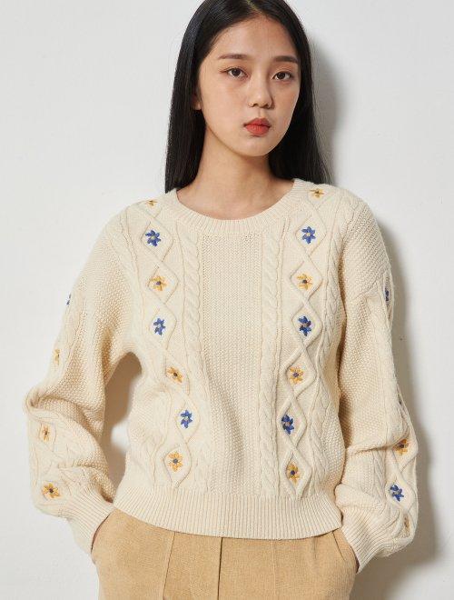 象牙花刺绣针织衫JPY带授权招加盟代理 商品图0