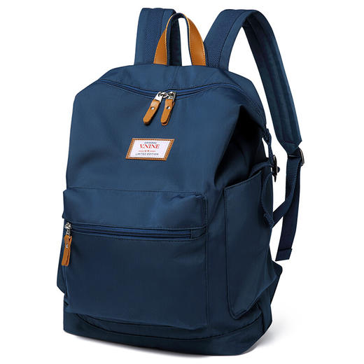 第九城V.NINE 双肩包男防泼水原宿风旅行背包大容量15.6英寸电脑包校园情侣款大中学生书包 VD7BV32881J 深蓝 商品图4