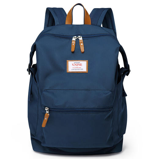 第九城V.NINE 双肩包男防泼水原宿风旅行背包大容量15.6英寸电脑包校园情侣款大中学生书包 VD7BV32881J 深蓝 商品图0