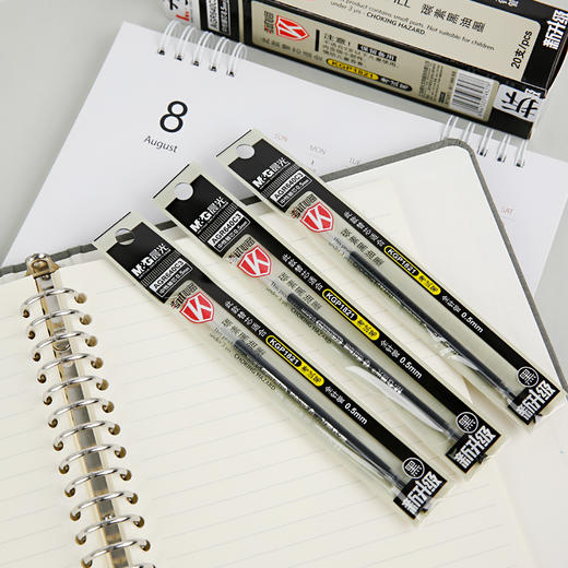 晨光(M&G)文具0.5mm碳素黑学生考试中性笔芯 全针管签字笔替芯 水笔芯 20支/盒AGR640C3 商品图3