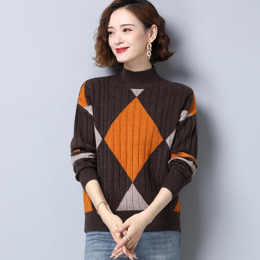 MN-20917QZ新款洋气菱格针织打底衫 商品图2