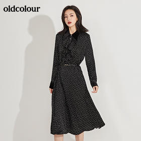 oldcolour春季新品时尚波点设计感收腰显瘦长袖连衣裙GN11103606