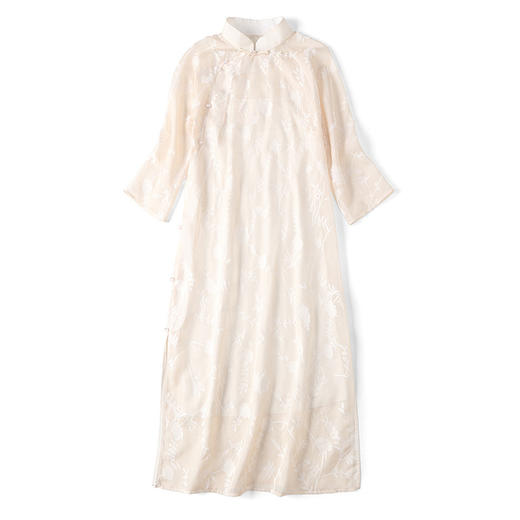 上海旗袍厂AYK-QF-200723纱网拼接假两件宽松旗袍裙复古改良立领七分袖旗袍 商品图4