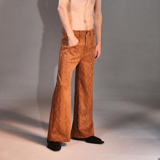 HUMANWORLD 21SS 宽阔蛇纹裤脚开衩西裤 商品图1