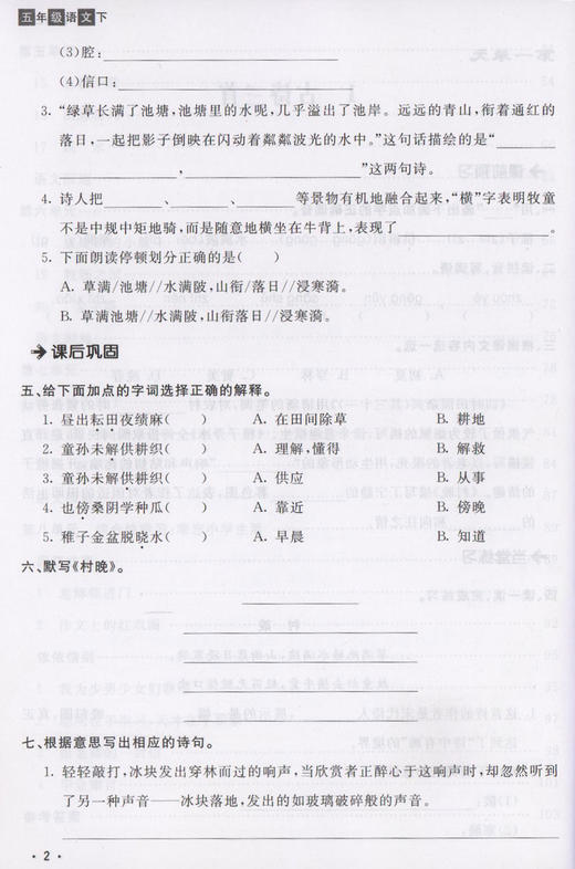钟书金牌 名师助学 小学五年级语文下册部编版 5年级下/五年级第二学期 小学语文教材配套教辅同步课后练习册 小学教辅 商品图3