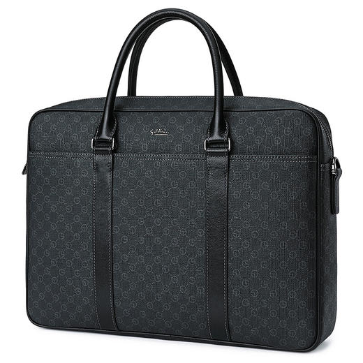 金利来（Goldlion）男士公文包 休闲商务单肩包大容量电脑包横款PVC手提包公文包 FC192005-265 深灰 礼物送男友 商品图2