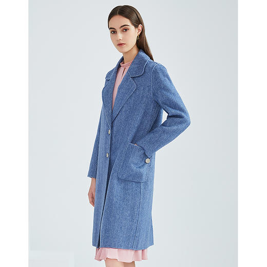 EITIE爱特爱女装冬季新款经典气质翻领直筒羊毛呢大衣女外套6414120 商品图2