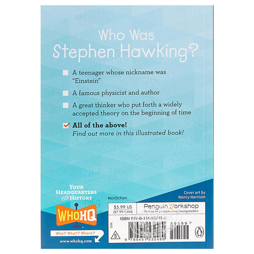 【中商原版】Who Was Stephen Hawking 谁是史提芬霍金 Who was系列 儿童名人传记文学 英文原版 7-12岁 商品图2