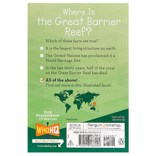预售 【中商原版】Where Is the Great Barrier Reef 哪里是大堡礁 Where Is系列 儿童地理文化科普文学 英文原版 7-12岁 商品图2