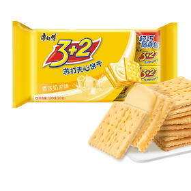 康师傅 3+2苏打夹心饼干蛋糕营养早餐办公室休闲零食小吃香浓奶油500g
