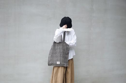 亚麻格子大号购物袋 商品图0