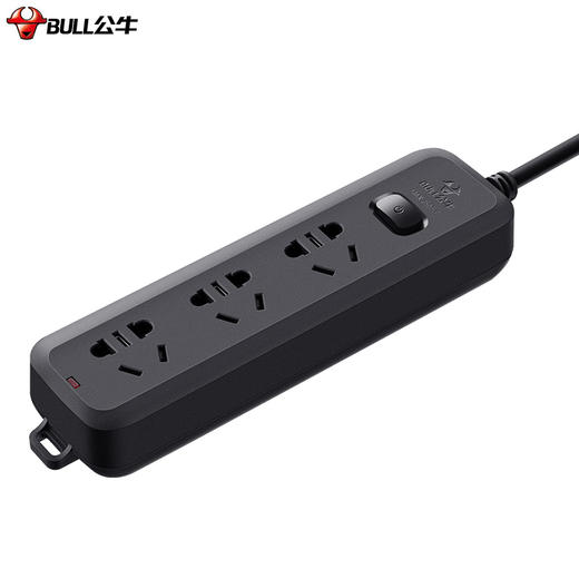 公牛（BULL）插座/插线板/插排/排插/接线板/拖线板GN-B8030H 黑色质感3位总控全长1.8米 商品图1
