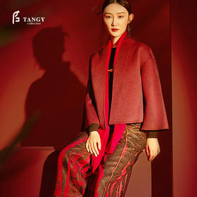 TANGY Collection/天意精品冬季新品新年特辑羊毛双面呢短款大衣