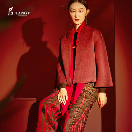 TANGY Collection/天意精品冬季新品新年特辑羊毛双面呢短款大衣 商品图0