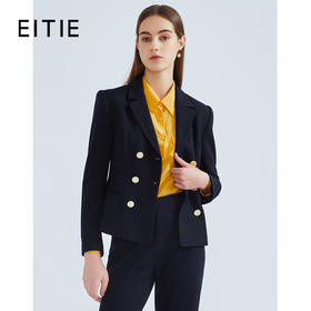 EITIE爱特爱春季新款复古双排扣气质洋气修身显瘦西装外套女6403107